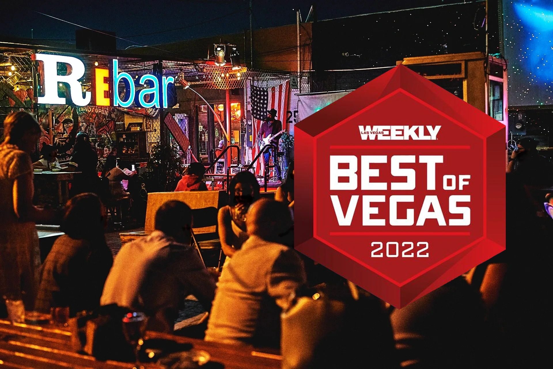 ReBAR's patio with the Las Vegas Weekly Best of Vegas 2022 badge.